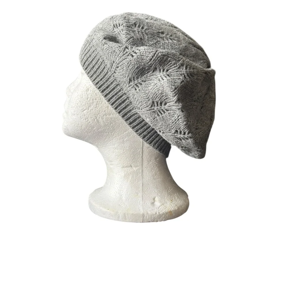 ALDO Gray Knit Slouchy Beanie Beret Women's Acrylic Winter Hat Soft Cozy‎
